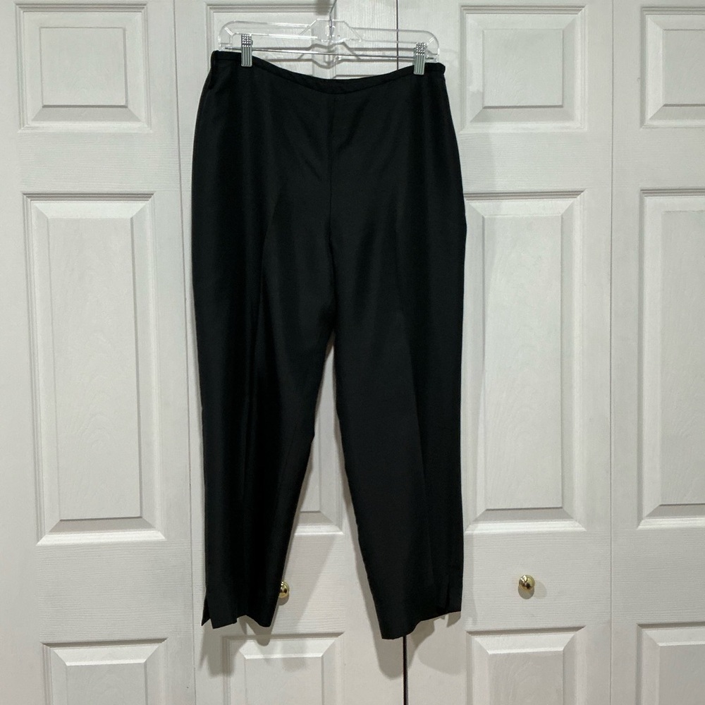 🤎 Maggie London Black Silk Pants Ankle Side Zipper - 12